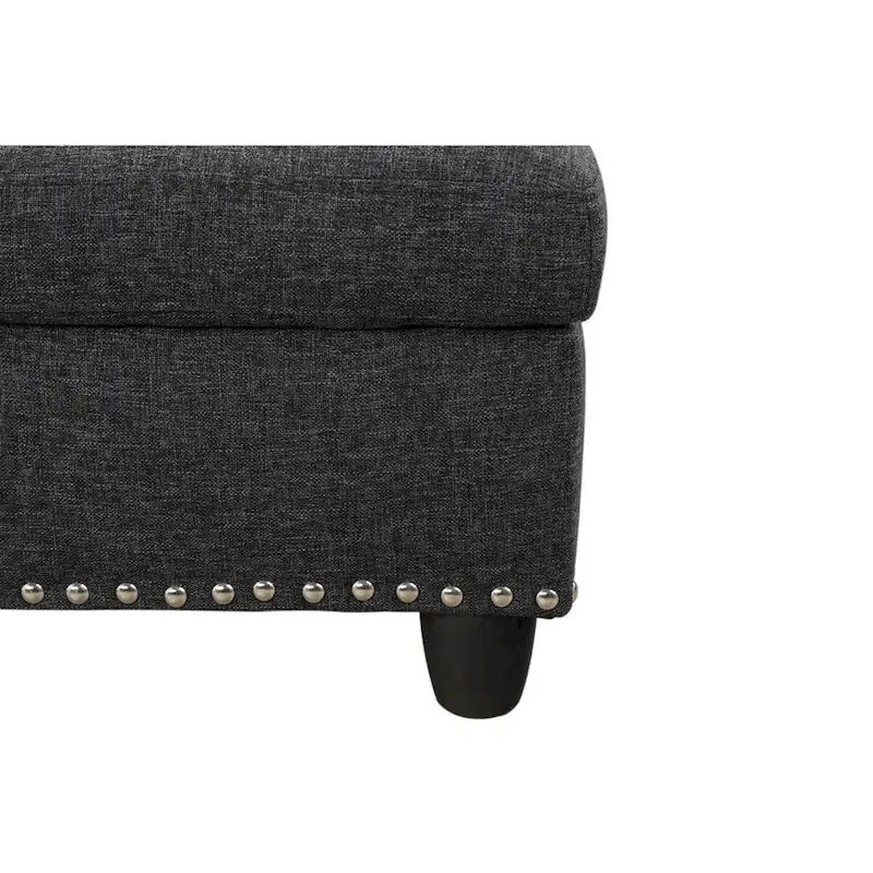 Canapé d'angle en forme de L, gris anthracite / gris foncé, avec méridienne et pouf, 3 places et plus