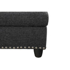 Canapé d'angle en forme de L, gris anthracite / gris foncé, avec méridienne et pouf, 3 places et plus
