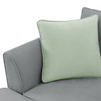 Canapé d'angle 7 places gris/noir avec pouf et 3 coussins