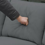 Canapé d'angle 7 places gris/noir avec pouf et 3 coussins