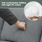 Canapé d'angle 7 places gris/noir avec pouf et 3 coussins