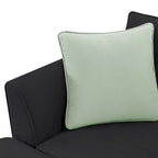Canapé d'angle 7 places gris/noir avec pouf et 3 coussins