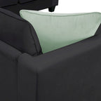 Canapé d'angle 7 places gris/noir avec pouf et 3 coussins