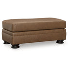 Repose-pieds / Pouf en cuir caramel – Siège individuel
