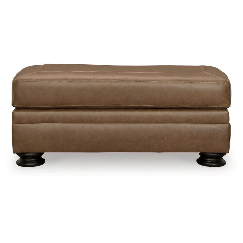 Repose-pieds / Pouf en cuir caramel – Siège individuel
