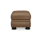 Repose-pieds / Pouf en cuir caramel – Siège individuel