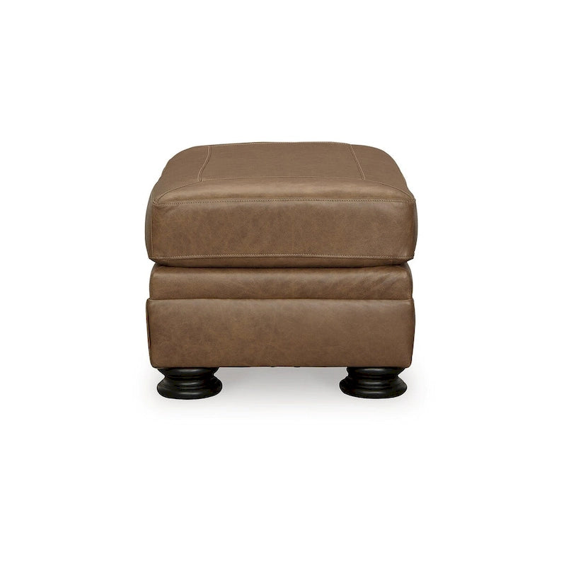 Repose-pieds / Pouf en cuir caramel – Siège individuel