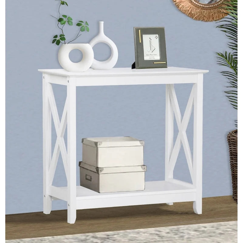 Console de ferme en Chêne Noir / Gris Lavé / Chêne / Blanc / Palissandre, style X