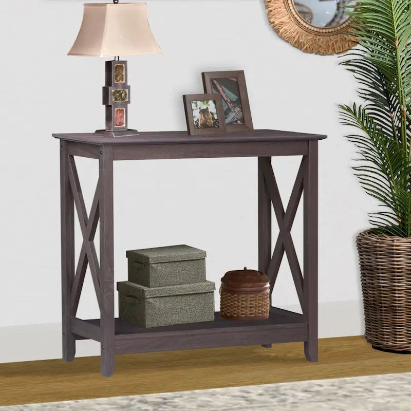 Console de ferme en Chêne Noir / Gris Lavé / Chêne / Blanc / Palissandre, style X
