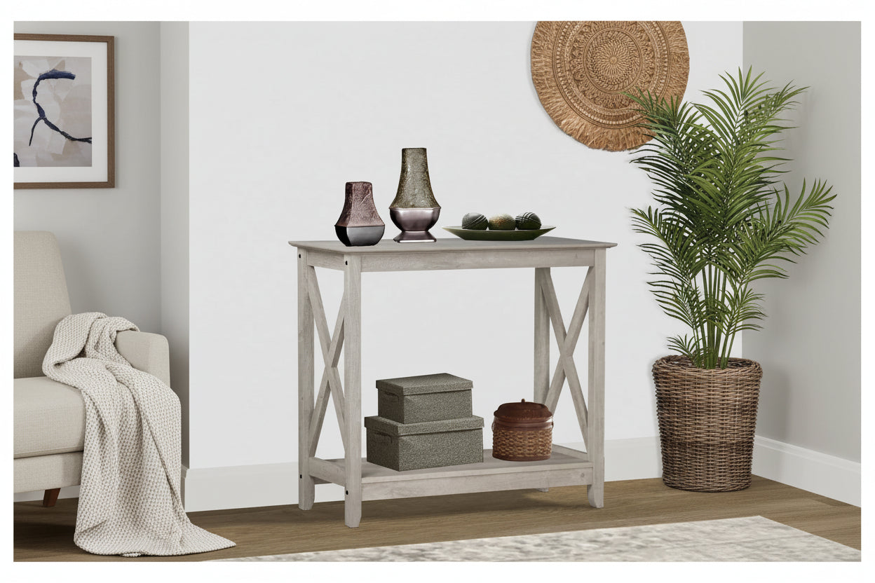 Console de ferme en Chêne Noir / Gris Lavé / Chêne / Blanc / Palissandre, style X