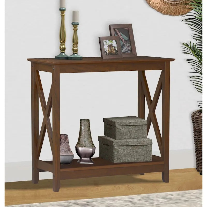 Console de ferme en Chêne Noir / Gris Lavé / Chêne / Blanc / Palissandre, style X