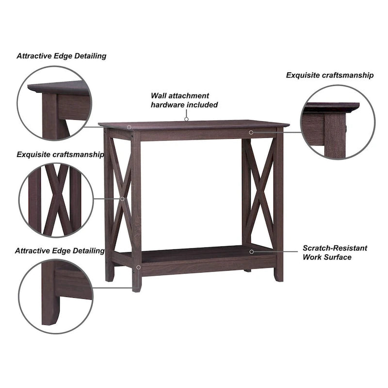 Console de ferme en Chêne Noir / Gris Lavé / Chêne / Blanc / Palissandre, style X