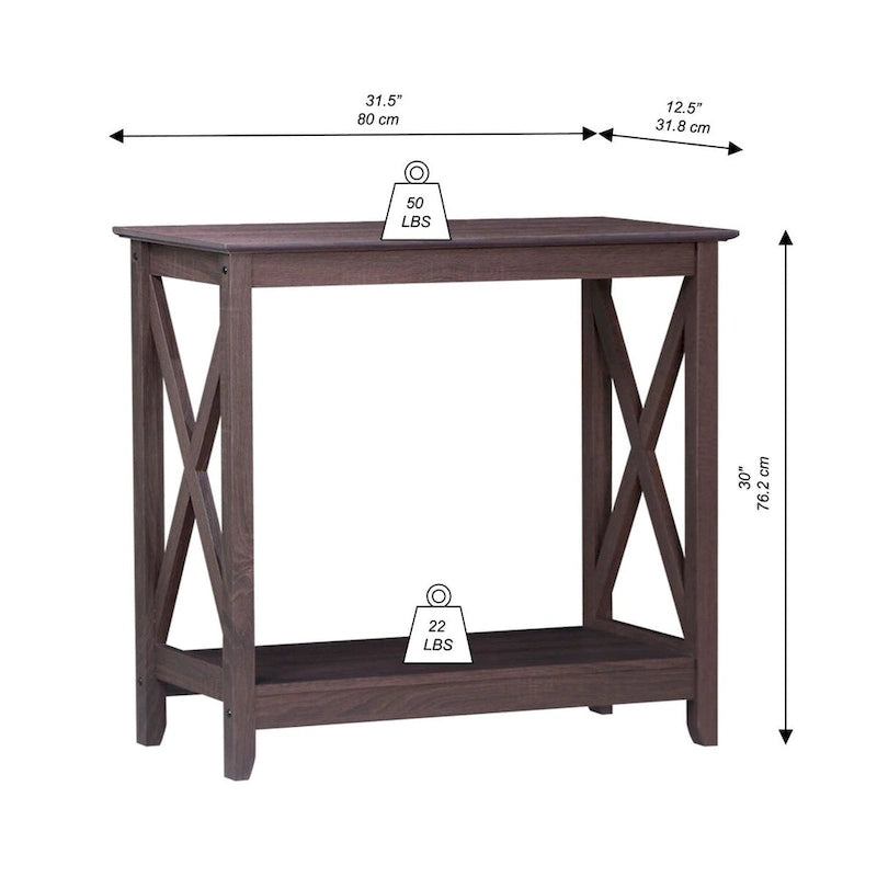 Console de ferme en Chêne Noir / Gris Lavé / Chêne / Blanc / Palissandre, style X