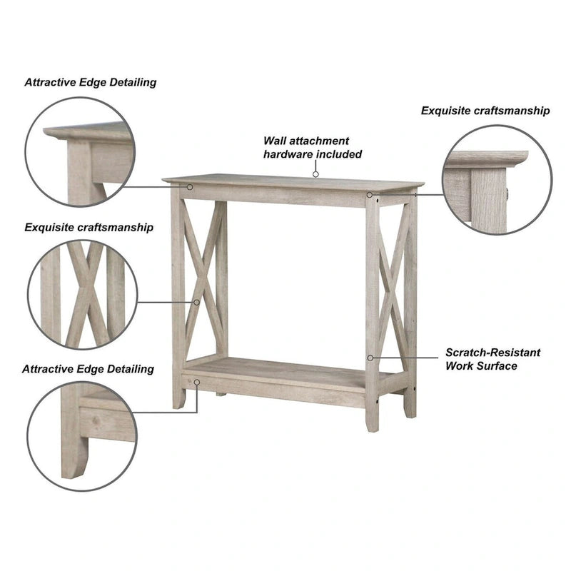 Console de ferme en Chêne Noir / Gris Lavé / Chêne / Blanc / Palissandre, style X