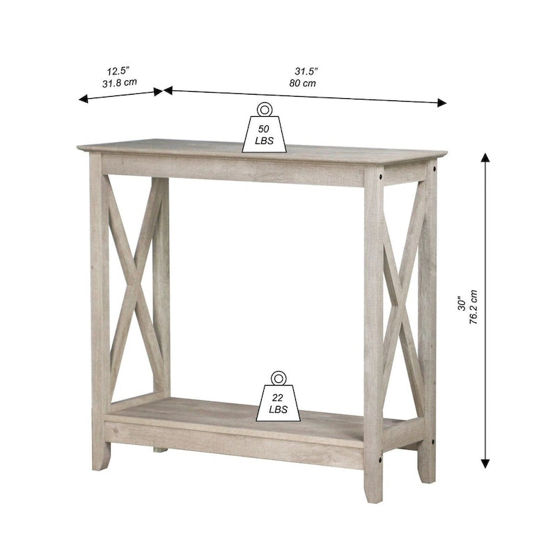 Console de ferme en Chêne Noir / Gris Lavé / Chêne / Blanc / Palissandre, style X