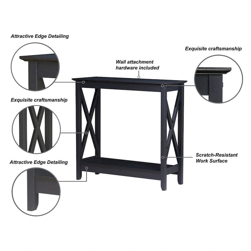 Console de ferme en Chêne Noir / Gris Lavé / Chêne / Blanc / Palissandre, style X