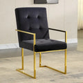 Chaise de salle à manger capitonnée en velours, noire/beige/blanche, piètement luge doré, lot de 1