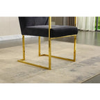 Chaise de salle à manger capitonnée en velours, noire/beige/blanche, piètement luge doré, lot de 1