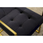 Chaise de salle à manger capitonnée en velours, noire/beige/blanche, piètement luge doré, lot de 1