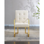 Chaise de salle à manger capitonnée en velours, noire/beige/blanche, piètement luge doré, lot de 1