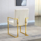 Chaise de salle à manger capitonnée en velours, noire/beige/blanche, piètement luge doré, lot de 1