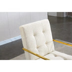 Chaise de salle à manger capitonnée en velours, noire/beige/blanche, piètement luge doré, lot de 1