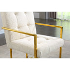Chaise de salle à manger capitonnée en velours, noire/beige/blanche, piètement luge doré, lot de 1