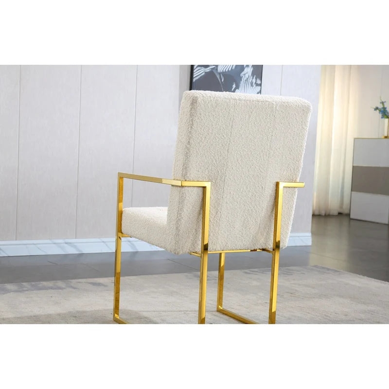 Chaise de salle à manger capitonnée en velours, noire/beige/blanche, piètement luge doré, lot de 1