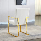 Chaise de salle à manger capitonnée en velours, noire/beige/blanche, piètement luge doré, lot de 1