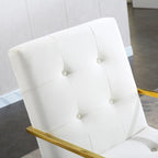 Chaise de salle à manger capitonnée en velours, noire/beige/blanche, piètement luge doré, lot de 1