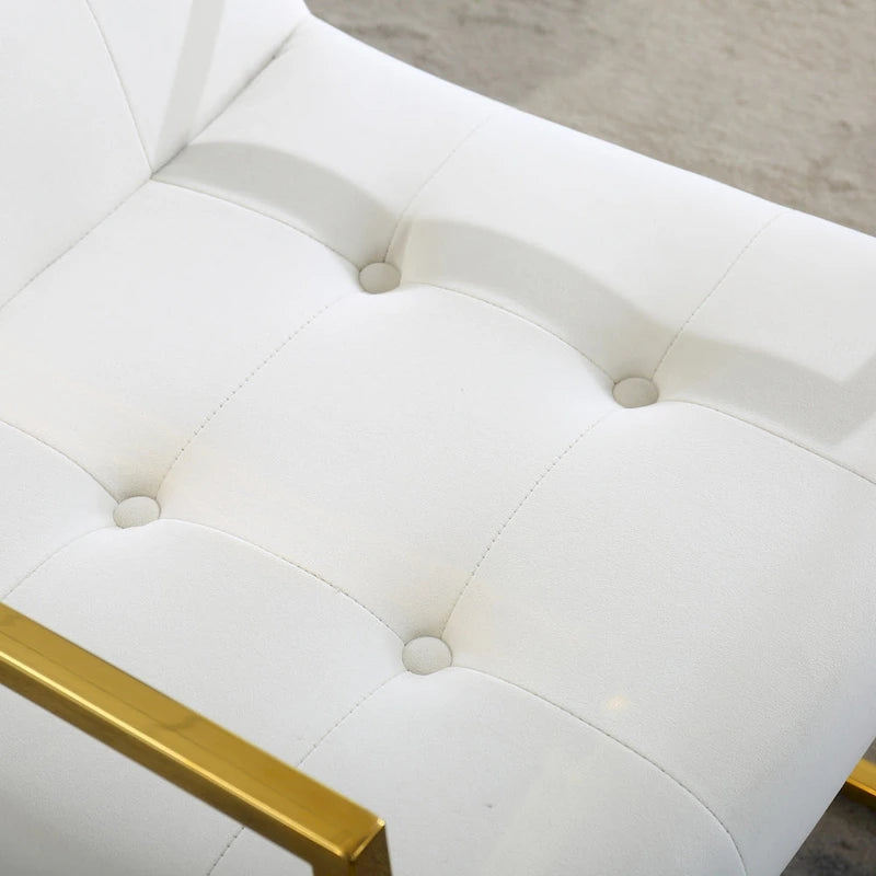 Chaise de salle à manger capitonnée en velours, noire/beige/blanche, piètement luge doré, lot de 1