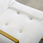 Chaise de salle à manger capitonnée en velours, noire/beige/blanche, piètement luge doré, lot de 1