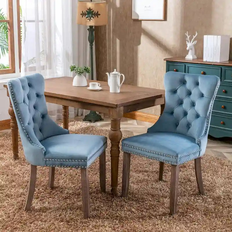 Chaise de salle à manger rembourrée avec clous décoratifs, ensemble de 2 – Plusieurs coloris