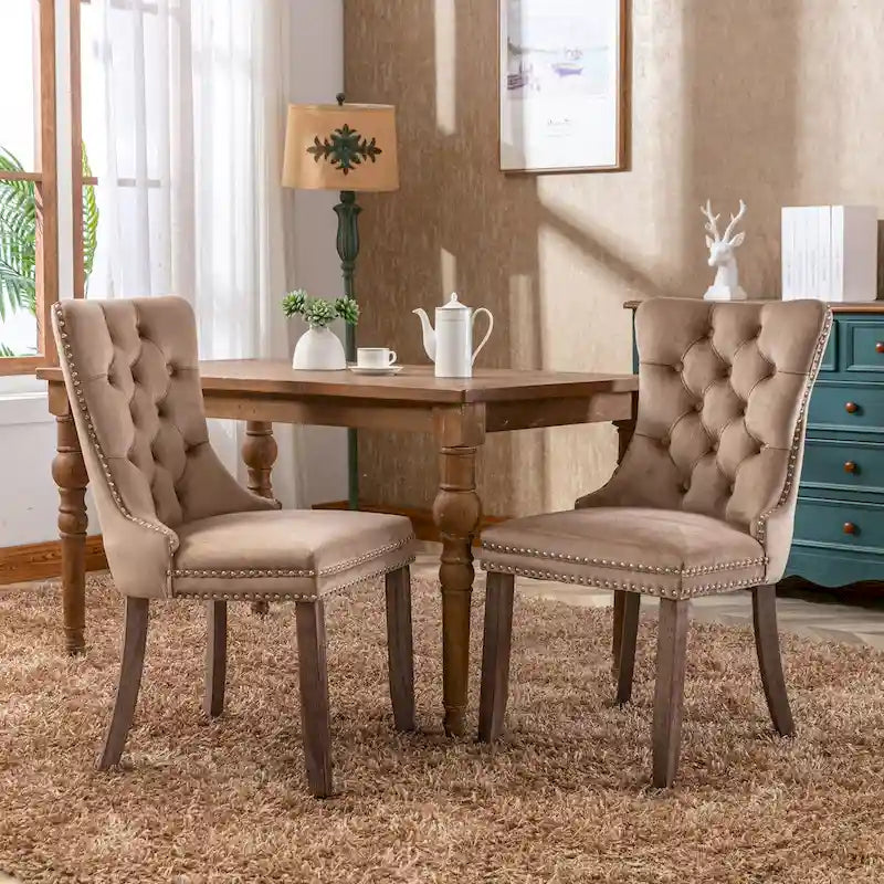 Chaise de salle à manger rembourrée avec clous décoratifs, ensemble de 2 – Plusieurs coloris