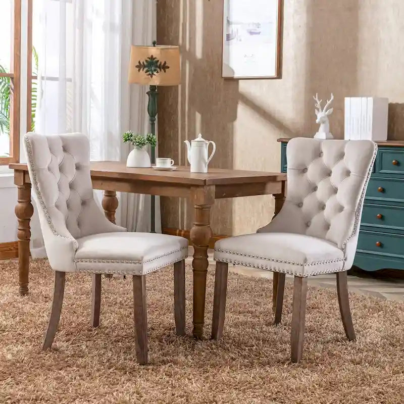 Chaise de salle à manger rembourrée avec clous décoratifs, ensemble de 2 – Plusieurs coloris