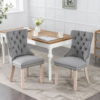 Chaise de salle à manger rembourrée avec clous décoratifs, ensemble de 2 – Plusieurs coloris