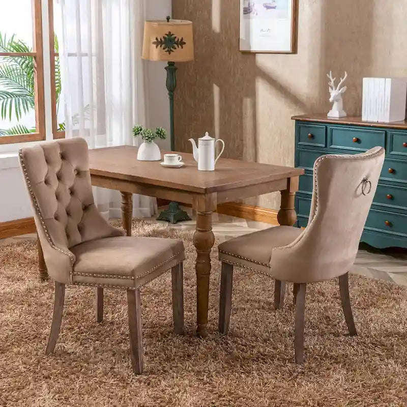 Chaise de salle à manger rembourrée avec clous décoratifs, ensemble de 2 – Plusieurs coloris