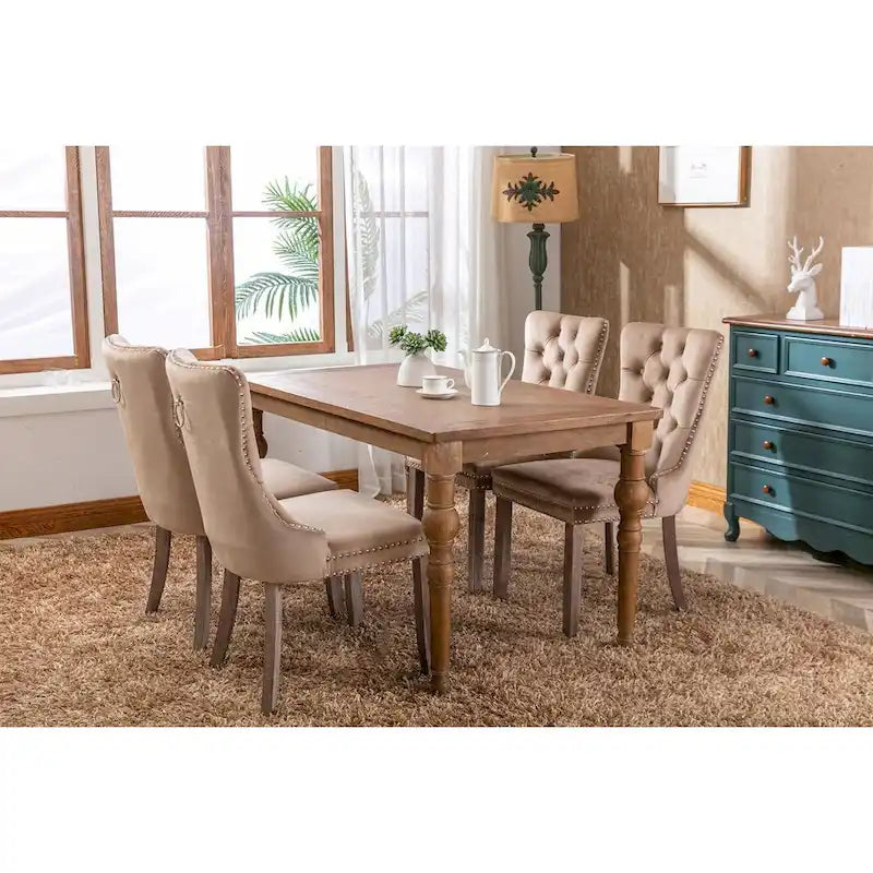 Chaise de salle à manger rembourrée avec clous décoratifs, ensemble de 2 – Plusieurs coloris