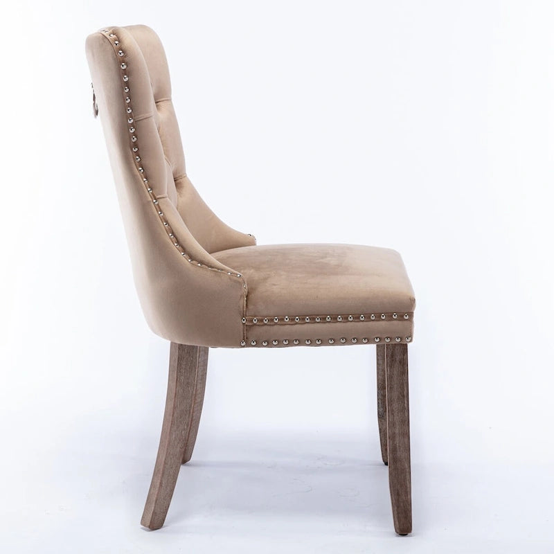 Chaise de salle à manger rembourrée avec clous décoratifs, ensemble de 2 – Plusieurs coloris