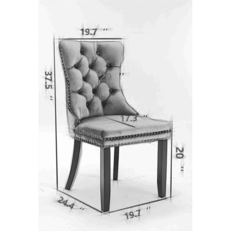 Chaise de salle à manger rembourrée avec clous décoratifs, ensemble de 2 – Plusieurs coloris