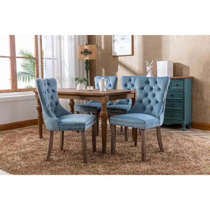 Chaise de salle à manger rembourrée avec clous décoratifs, ensemble de 2 – Plusieurs coloris