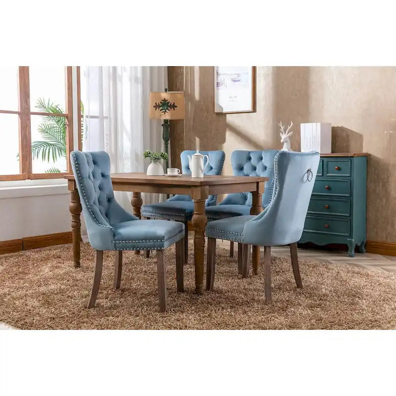 Chaise de salle à manger rembourrée avec clous décoratifs, ensemble de 2 – Plusieurs coloris