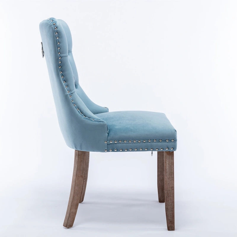 Chaise de salle à manger rembourrée avec clous décoratifs, ensemble de 2 – Plusieurs coloris