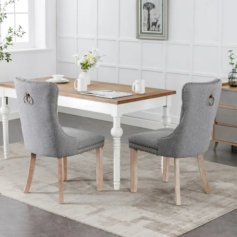 Chaise de salle à manger rembourrée avec clous décoratifs, ensemble de 2 – Plusieurs coloris