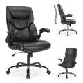 Chaise de bureau noire/marron/blanche en cuir PU à dossier haut avec accoudoirs relevables, simple