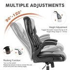 Chaise de bureau noire/marron/blanche en cuir PU à dossier haut avec accoudoirs relevables, simple