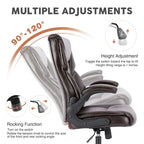 Chaise de bureau noire/marron/blanche en cuir PU à dossier haut avec accoudoirs relevables, simple