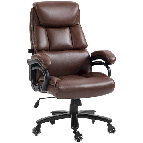 Chaise de bureau haute à dossier, noire/marron, en cuir PU, hauteur réglable, 1 personne, capacité de 180 kg