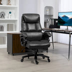 Chaise de bureau haute à dossier, noire/marron, en cuir PU, hauteur réglable, 1 personne, capacité de 180 kg