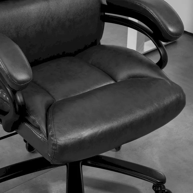Chaise de bureau haute à dossier, noire/marron, en cuir PU, hauteur réglable, 1 personne, capacité de 180 kg